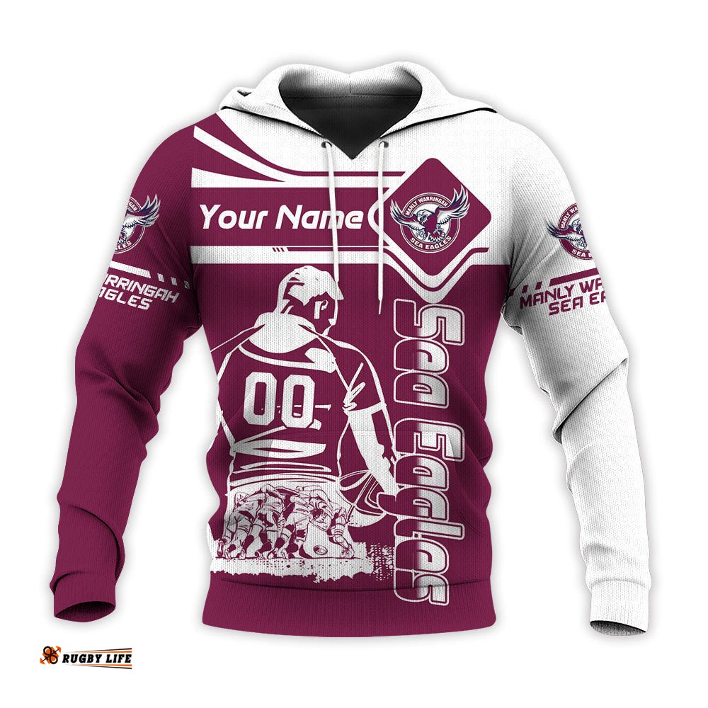 manly warringah sea eagles hoodie personalized pentagon style nrl