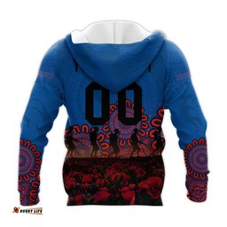 newcastle knights hoodie personalized aboriginal rugby anzac day poppy with soldiers nrl
