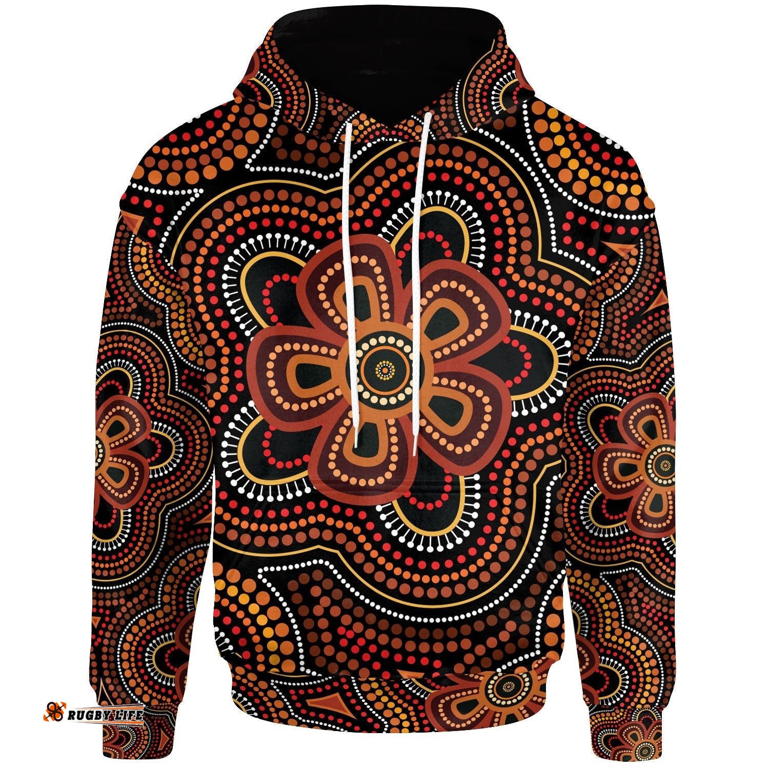 ABoriginal Hoodie Aboriginal Dot Painting Flowers Style Ver02
