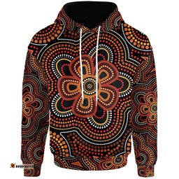 ABoriginal Hoodie Aboriginal Dot Painting Flowers Style Ver02
