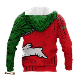 south sydney rabbitohs hoodie grunge polynesian tattoo nrl