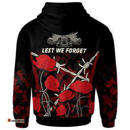 ANZAC Hoodie ANZAC with Remembrance Poppy Flower Ver2