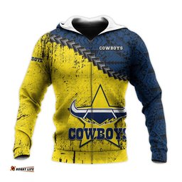 north queensland cowboys hoodie grunge polynesian tattoo nrl