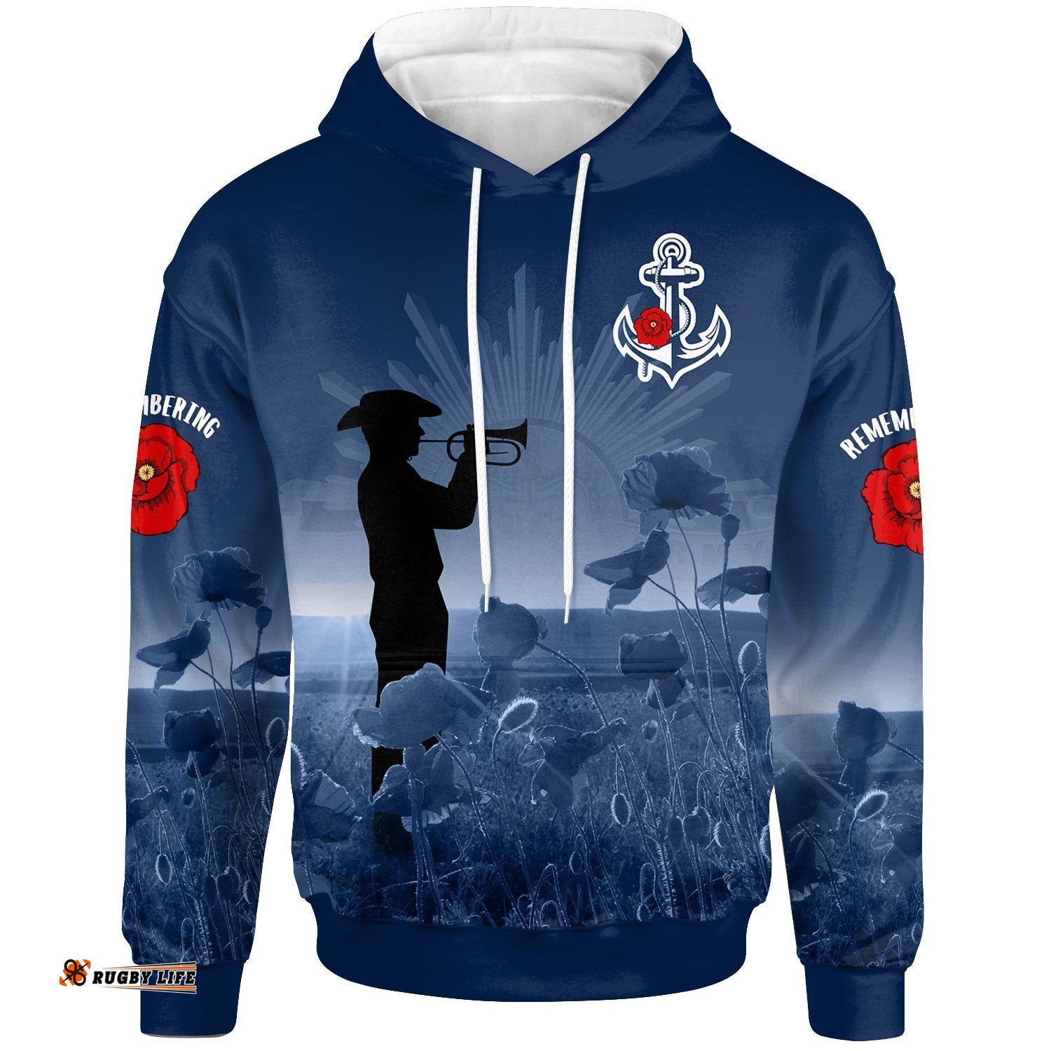 Navy ANZAC Hoodie Remembering Our Heroes