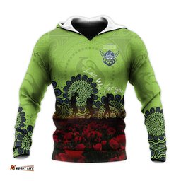 canberra raiders hoodie aboriginal rugby anzac day poppy with soldiers nrl