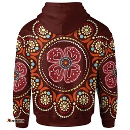 Aboriginal Hoodie Aboriginal Dot Art Painting With Red Poppy Flower