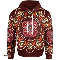 Aboriginal Hoodie Aboriginal Dot Art Painting With Red Poppy Flower