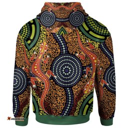 Aboriginal Hoodie Aboriginal Two Lizards Dot Painting Circle