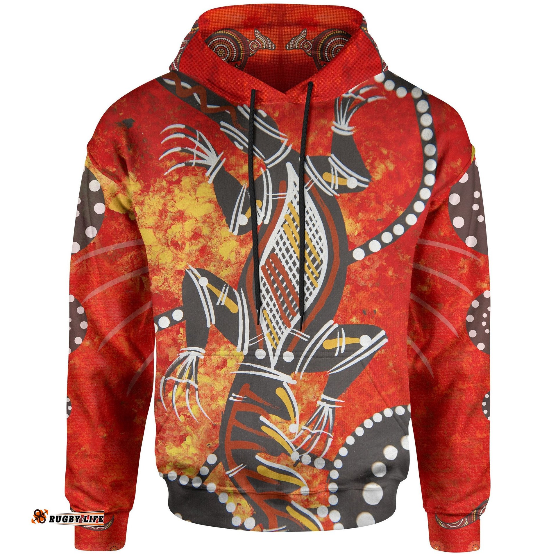 Aboriginal Hoodie Crocodile And Kangaroo Dot Painting Art