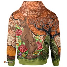 Aboriginal Hoodie Kangaroo With Indigenous Tree