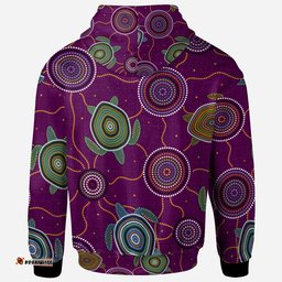 Zip Hoodie Aboriginal Turtle Purple Australia Dot Patterns