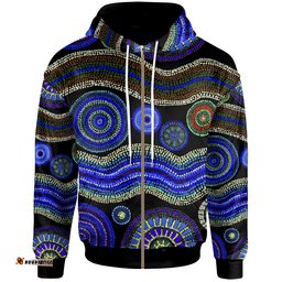 Zip Hoodie Aboriginal Dot Unique Style Blue
