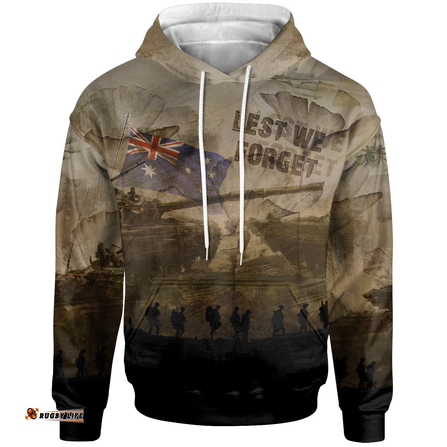 ANZAC Day Hoodie Lest We Forget Vintage Style