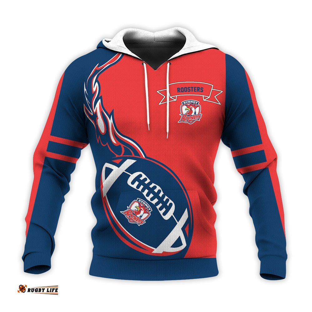 sydney roosters hoodie flame ball nrl