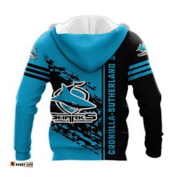cronulla sutherland sharks hoodie quarter style nrl