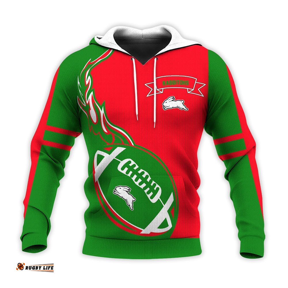 south sydney rabbitohs hoodie flame ball nrl