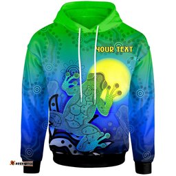 Custom Aboriginal Hoodie Indigenous Frog Blue