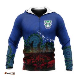 new zealand warriors hoodie personalized aboriginal rugby anzac day poppy with soldiers nrl