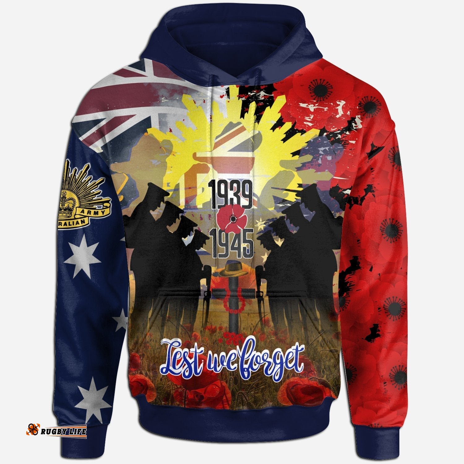 Hoodie ANZAC Day World War II Commemoration 1939 1945