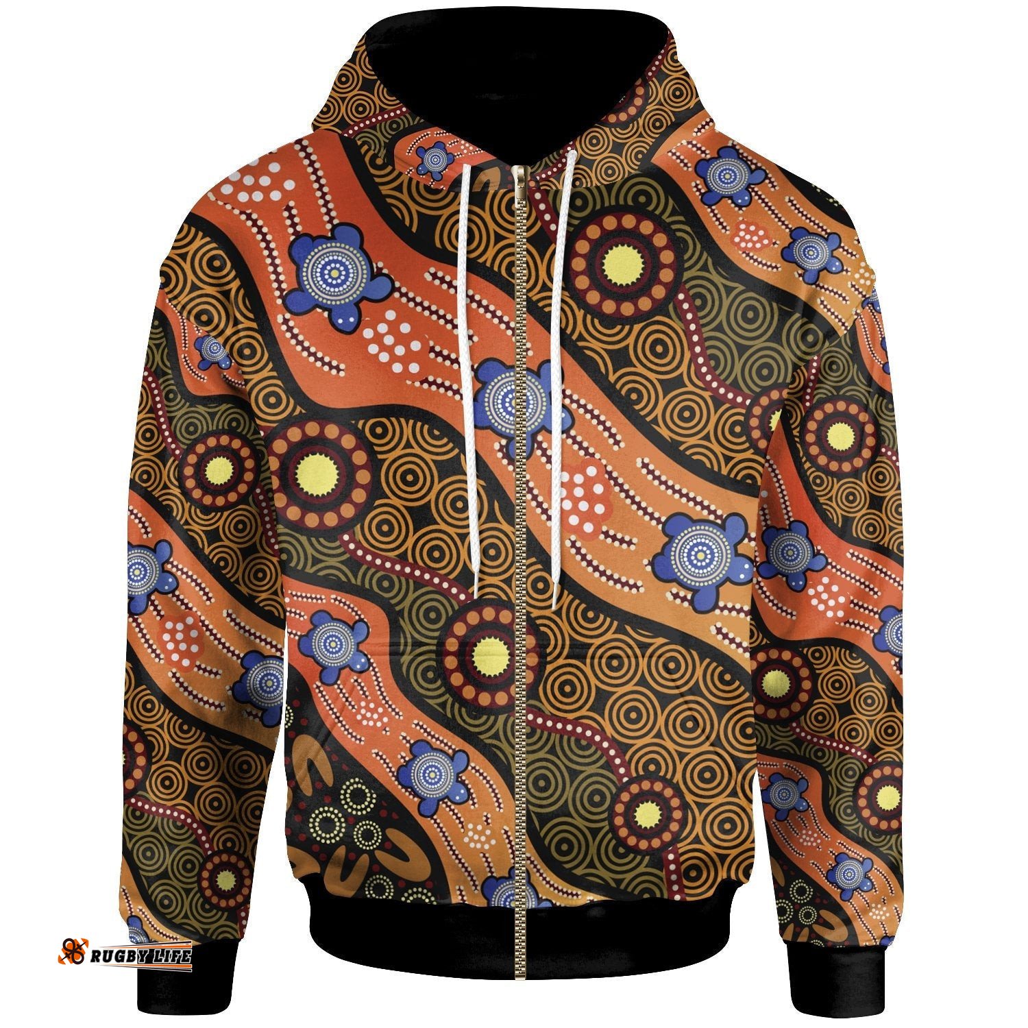 Zip Hoodie Aboriginal Dot Unique Style Turtle