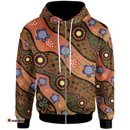 Zip Hoodie Aboriginal Dot Unique Style Turtle