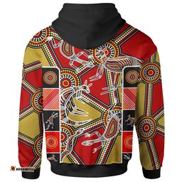 Aboriginal Hoodie, Kangaroo Dot Painting Patterns