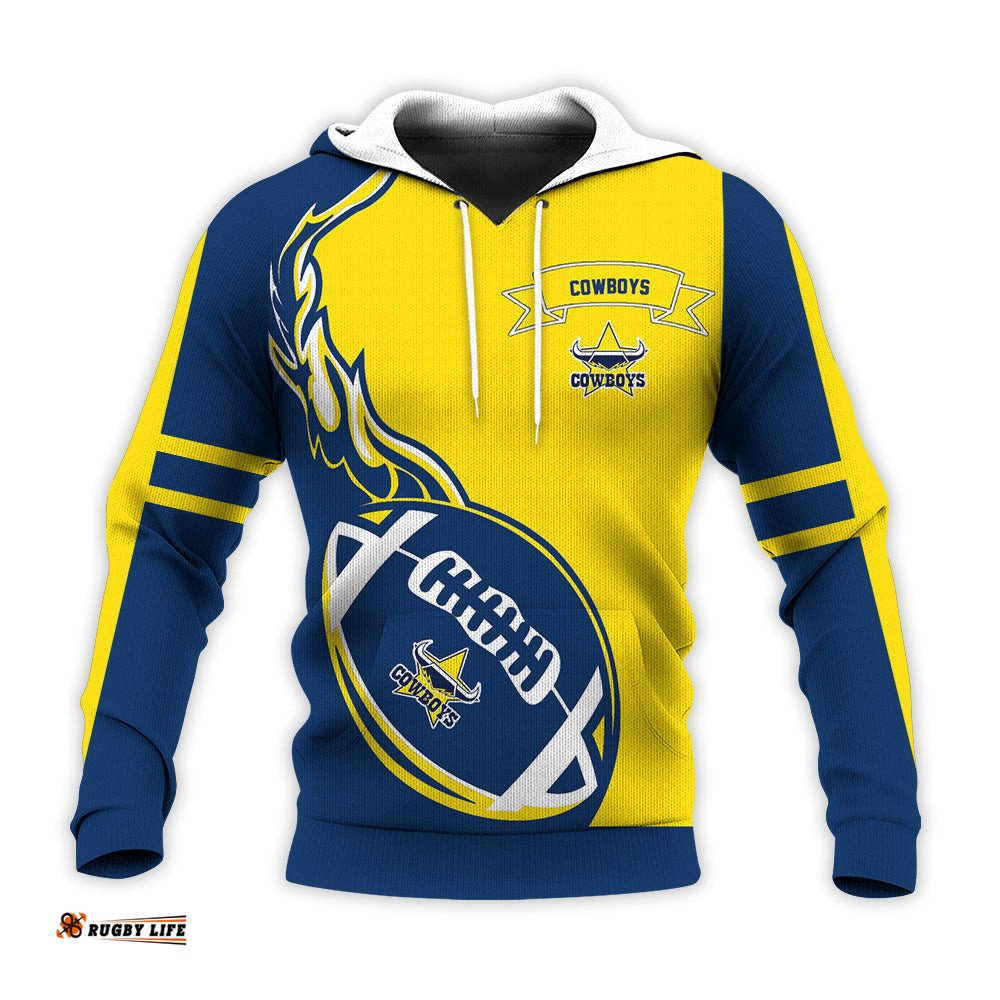 north queensland cowboys hoodie flame ball nrl