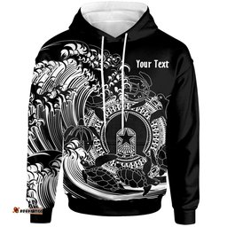 Custom Aboriginal Hoodie, Torres Strait Islands in Wave Black