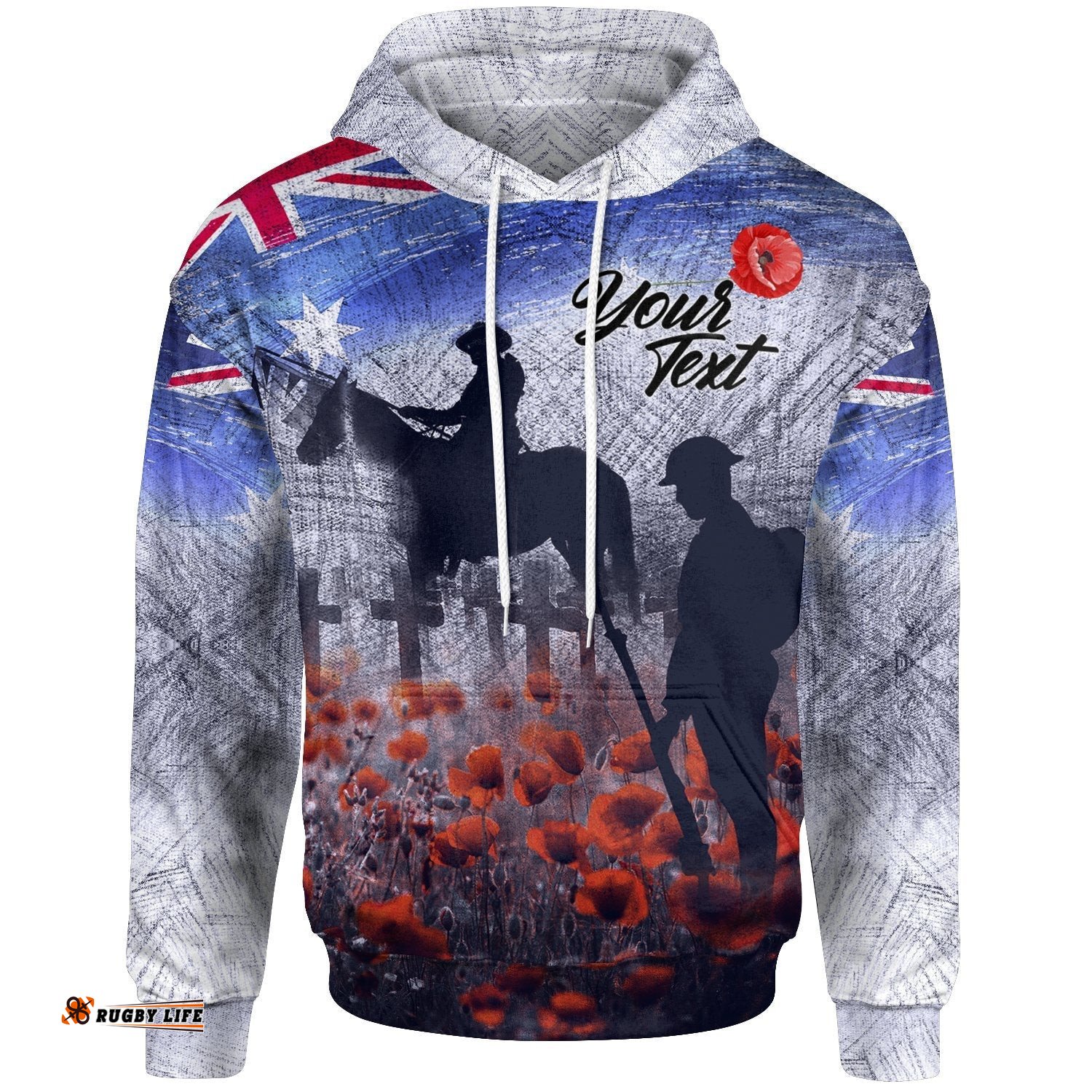 Custom Text ANZAC Day Hoodie Lest We Forget Vintage Poppies