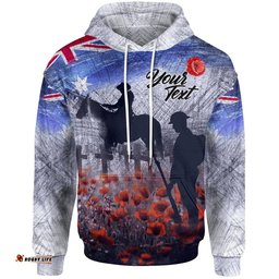 Custom Text ANZAC Day Hoodie Lest We Forget Vintage Poppies