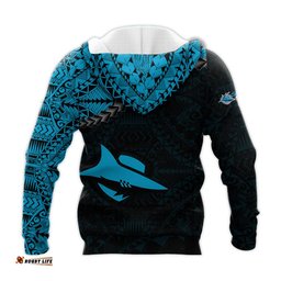 cronulla sutherland sharks hoodie grunge polynesian tattoo nrl