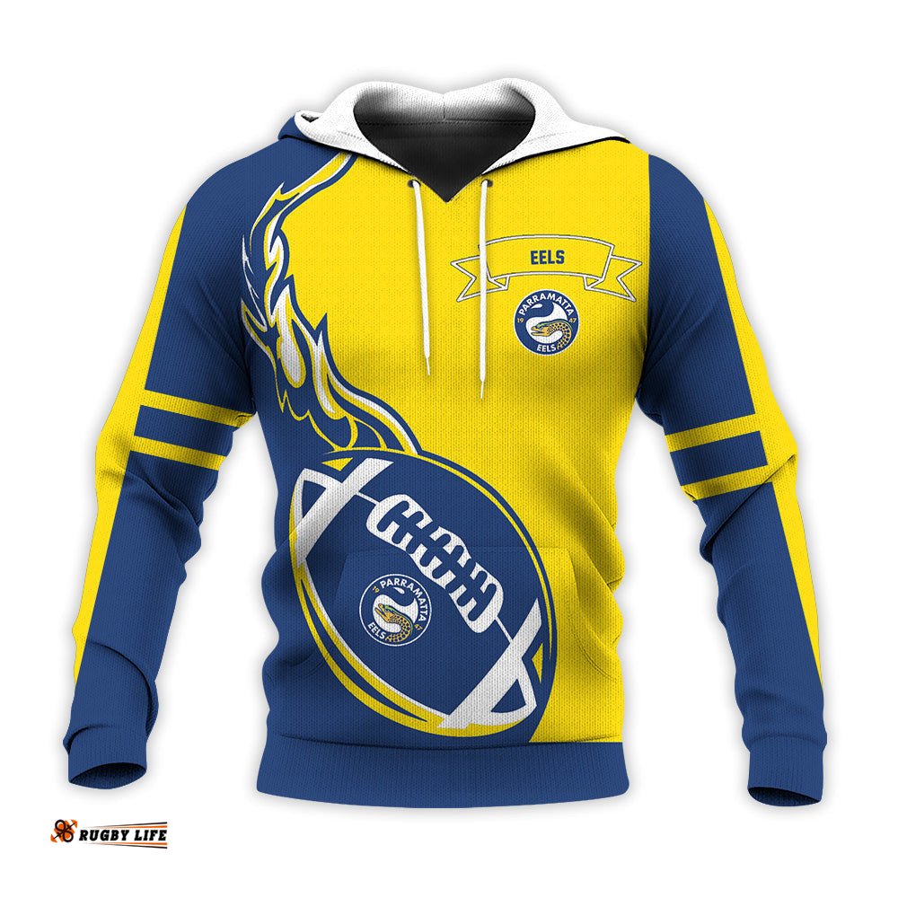 parramatta eels hoodie flame ball nrl
