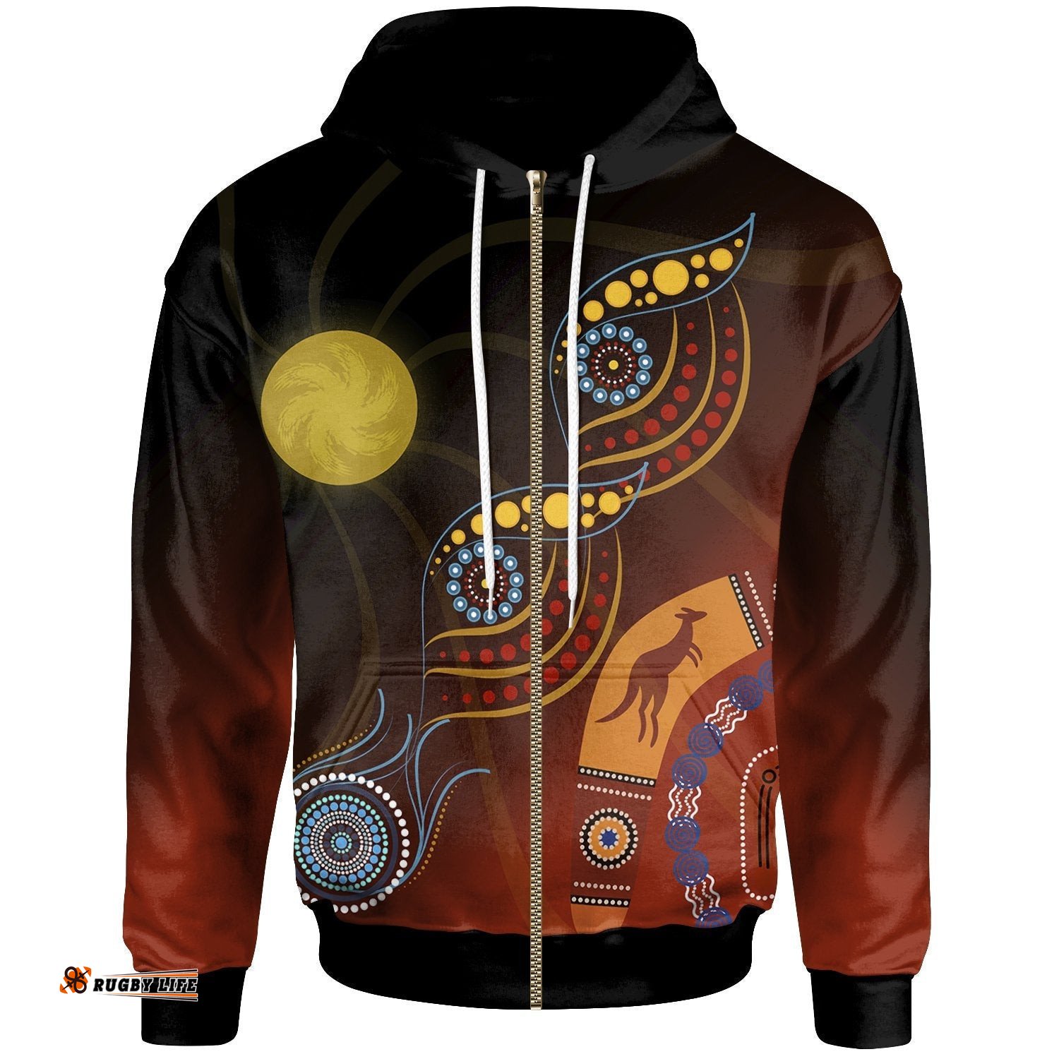 aboriginal zip up hoodie flowers on the land
