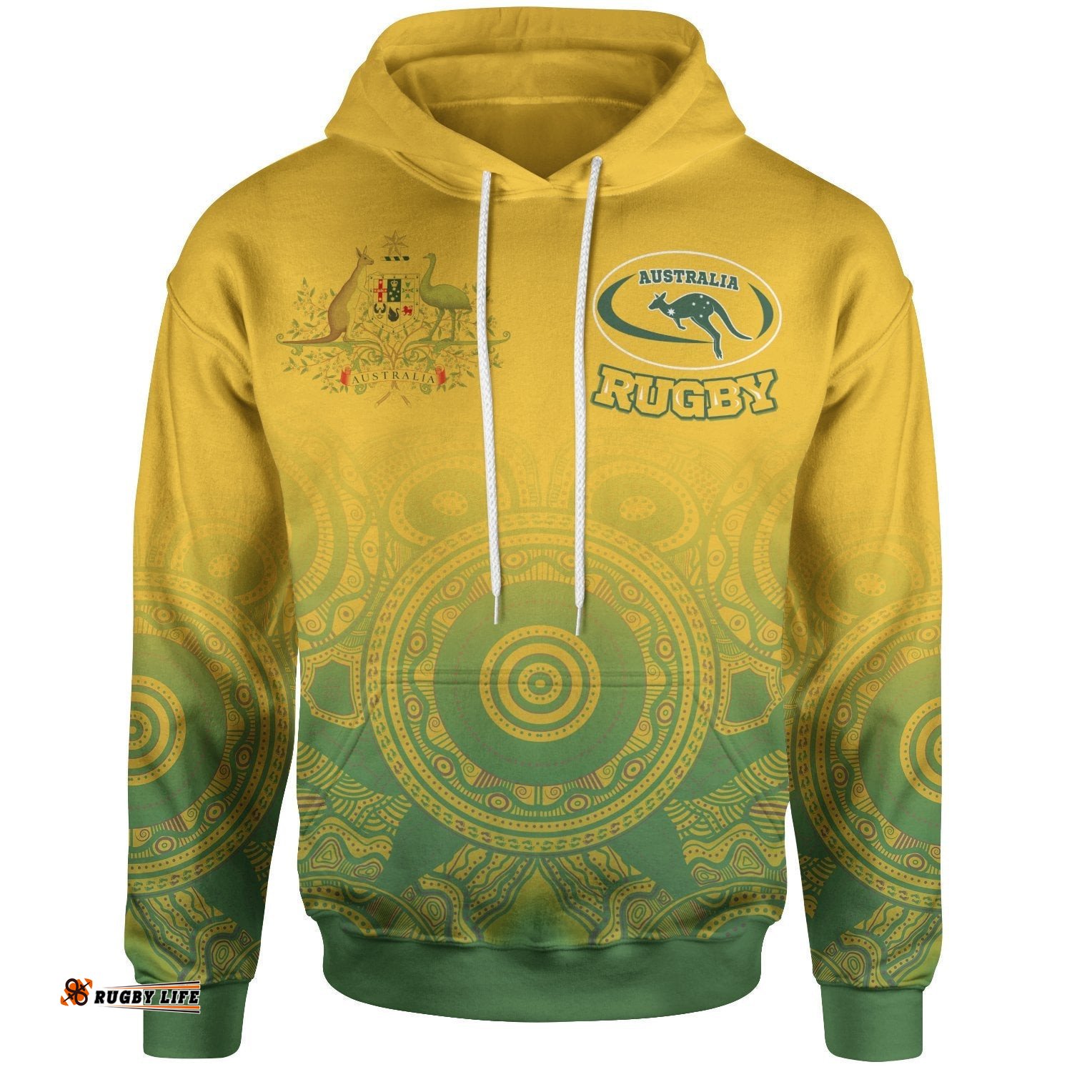 Custom Aboriginal Hoodie, Australia Rugby and Coat Of Arms