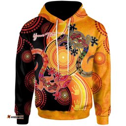 Aboriginal Personalised Hoodie Couple Aboriginal Lizards