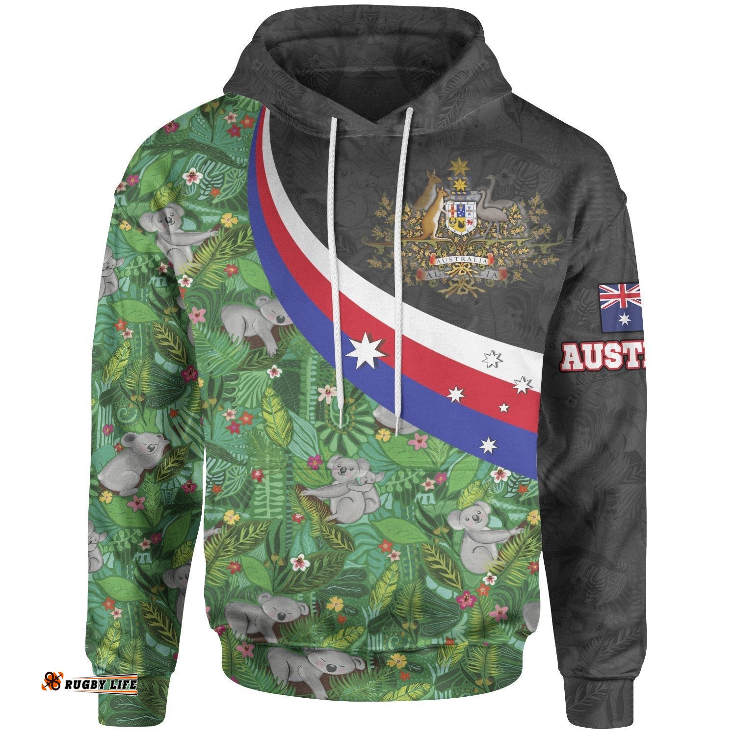 Hoodie, Australia Coat Of Arms with Koala Patterns