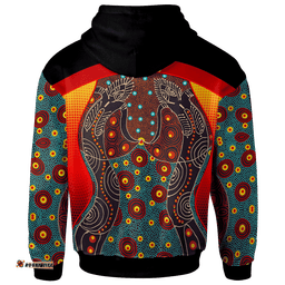 Zip Up Hoodie Aboriginal Sublimation Dot Pattern Style Red