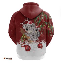personalised aussie christmas hoodie mom & baby koala