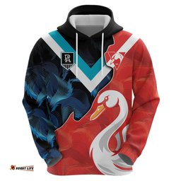 swans port adelaide football custom hoodie cracked metal style