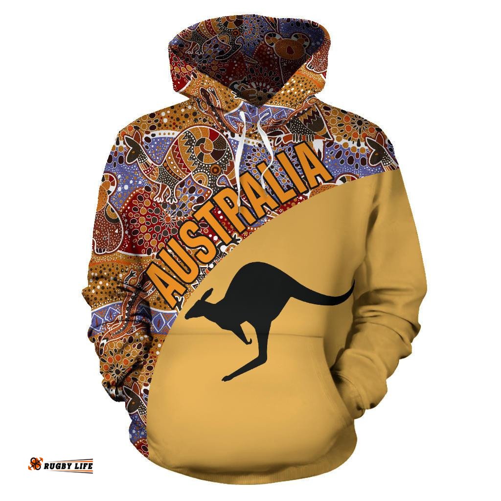 Aboriginal Hoodie, Kangaroo Patterns Koala