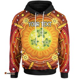 Custom Text Aboriginal Hoodie Turtle Circle Dot Painting Art