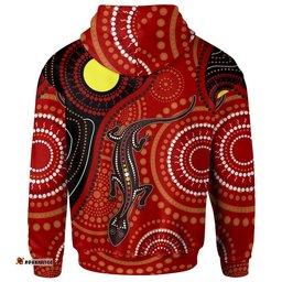 Aboriginal Zip Up Hoodie Australia Lizard Dot Painting Art Unisex