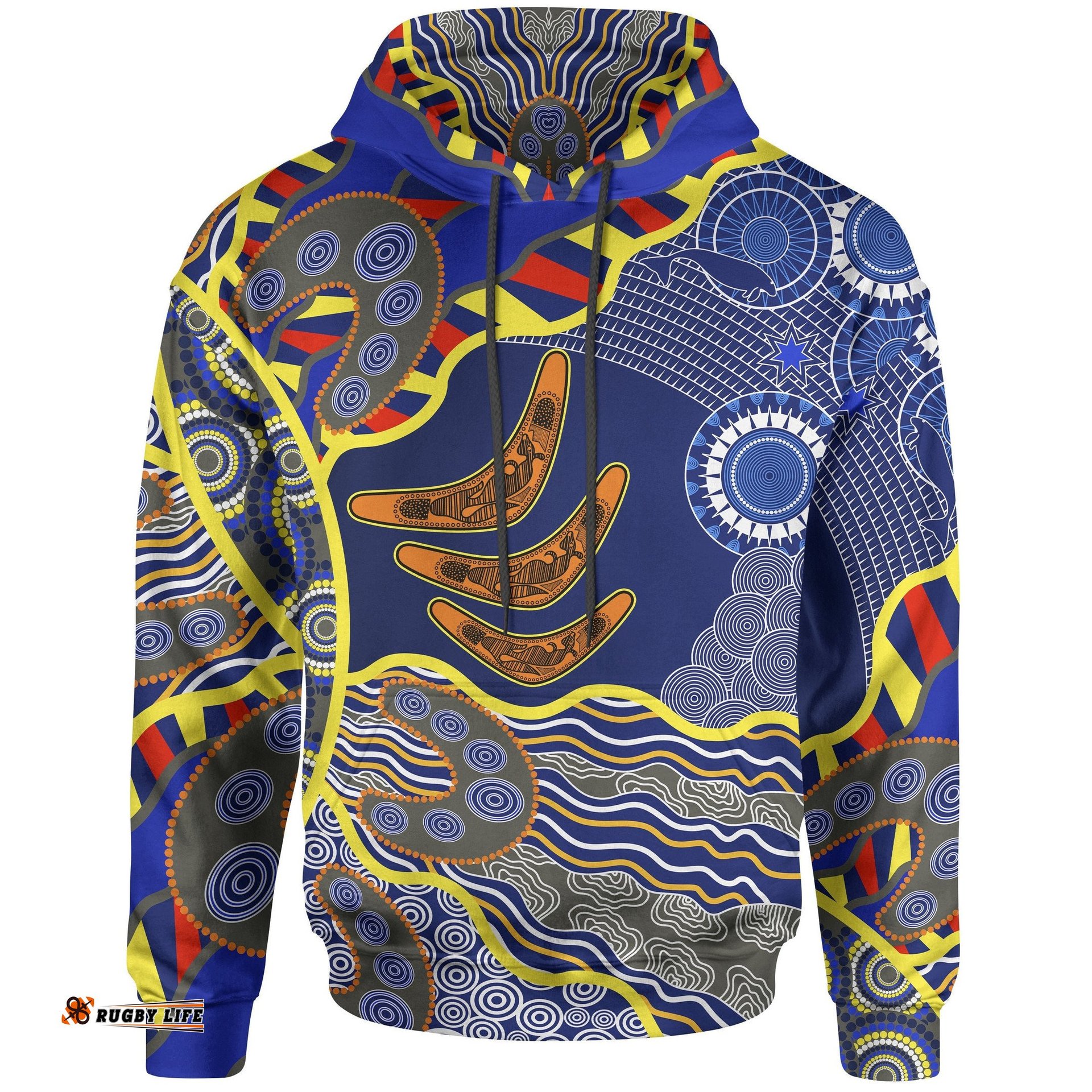 Aboriginal Hoodie, Australian Boomerang Dot Painting Art