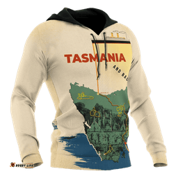 Australia Hoodie Tasmania Hoodie Map Art All Over Print Unisex