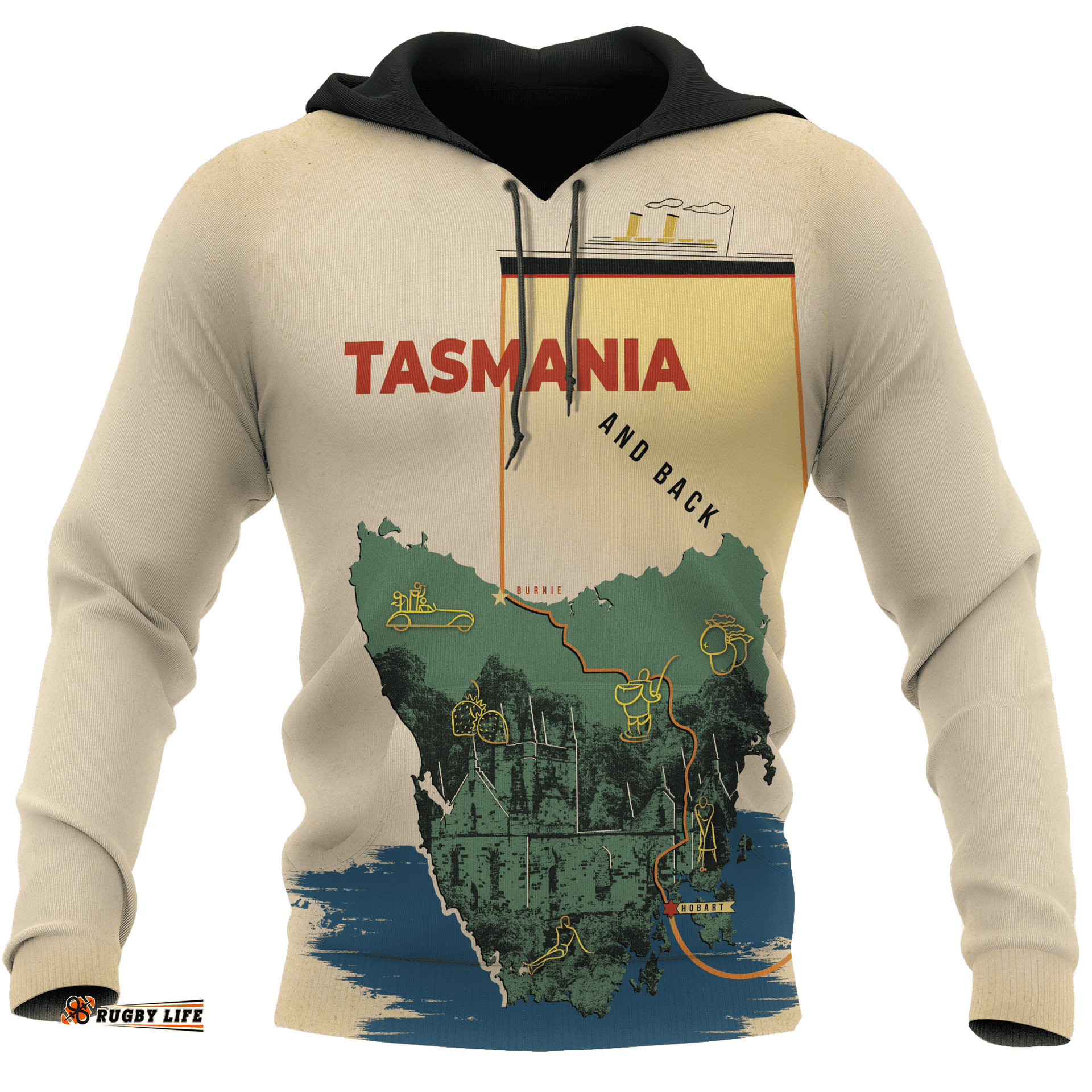 Australia Hoodie Tasmania Hoodie Map Art All Over Print Unisex