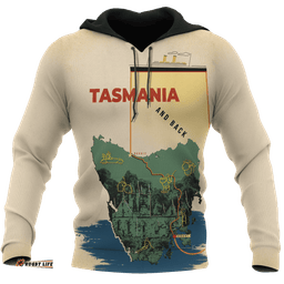 Australia Hoodie Tasmania Hoodie Map Art All Over Print Unisex