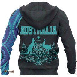 Aboriginal Hoodie, Australian Coat Of Arms Dot Painting Tattoo
