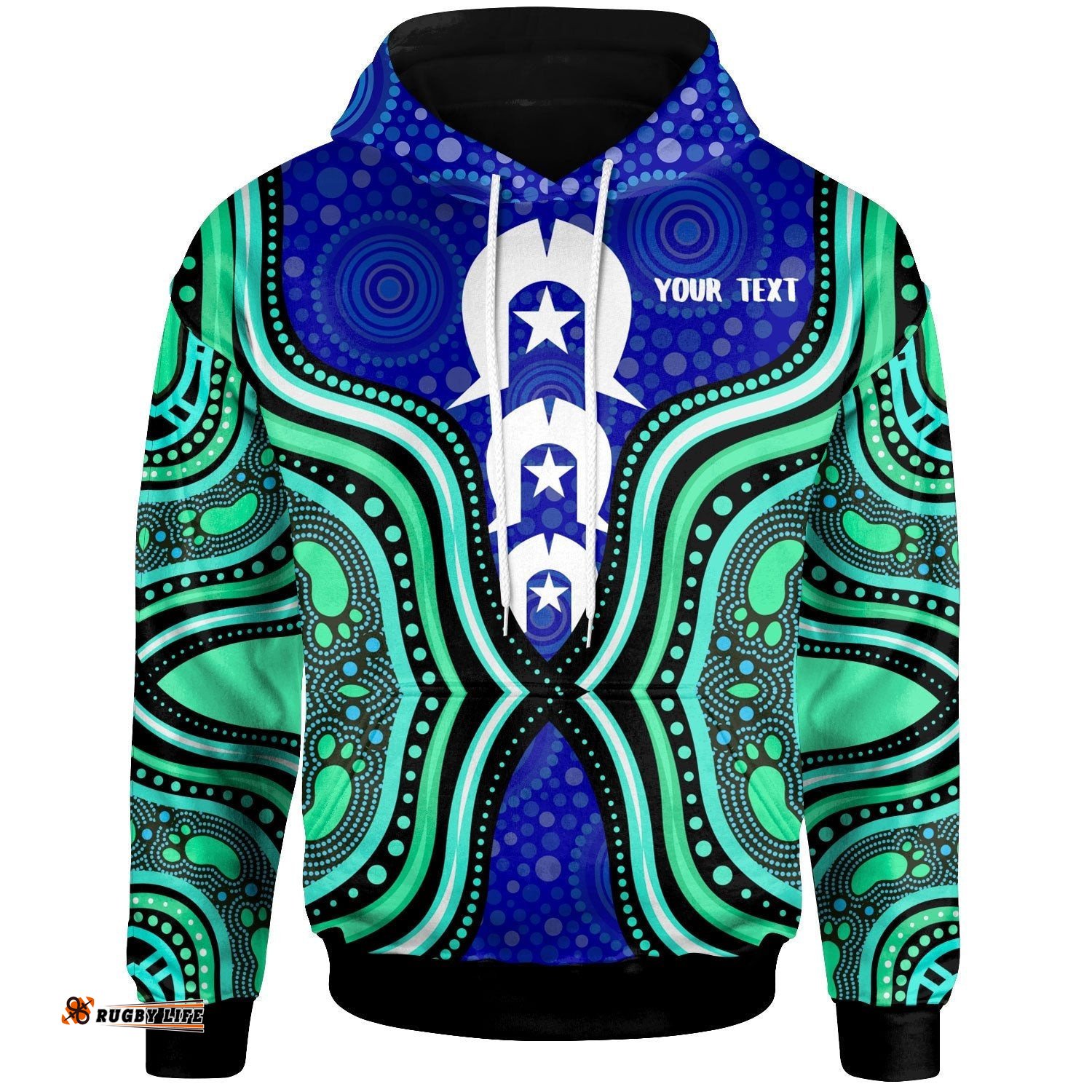 Torres Strait Personalised Hoodie Torres Strait Symbol And Aboriginal Patterns