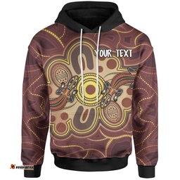 Custom Aboriginal Hoodie, Indigenous Lizard Dot Painting Art