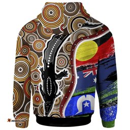 Hoodie Australian Aboriginal Crocodile With NAIDOC Flags